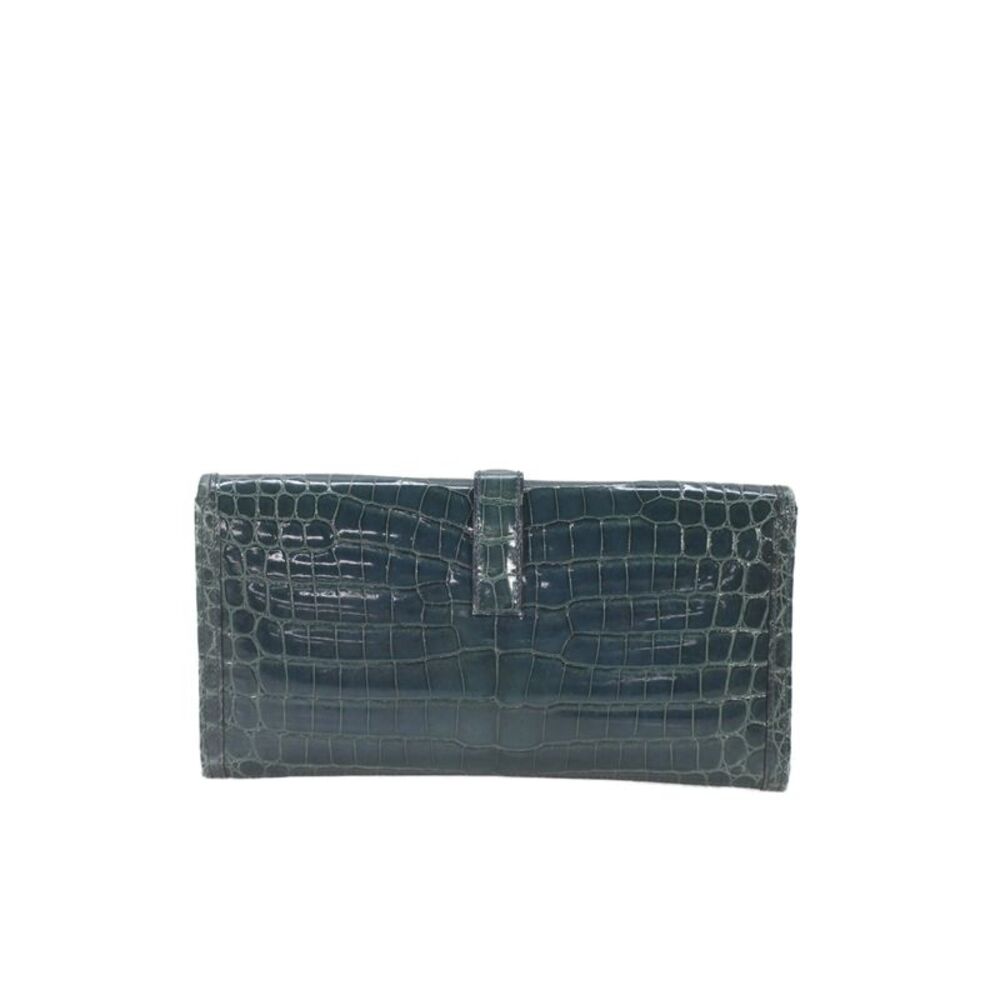 Hermes Womens Bleu Izmir Crocodilus Niloticus Jige Elan Clutch Handbag - Picture 5 of 10